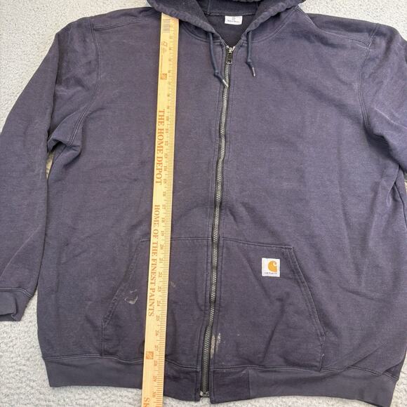 Vintage Carhartt Heavyweight Full Zip Hooded Sweatshirt Blue 102974 - 2XL Tall - Picture 10 of 13